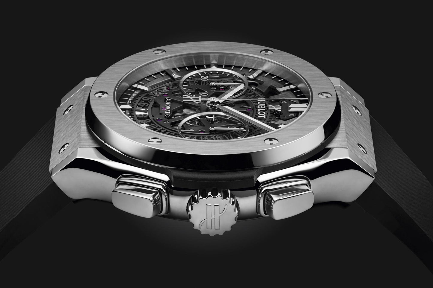 Men's Luxury Swiss Automatic Watch – Bold Chronograph Design with Sapphire Crystal & Rubber Strap